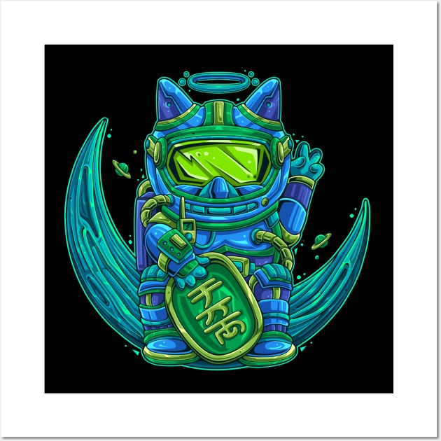 SPACE ASTRO LUCKY CAT ORNAMENT Wall Art by Startwork